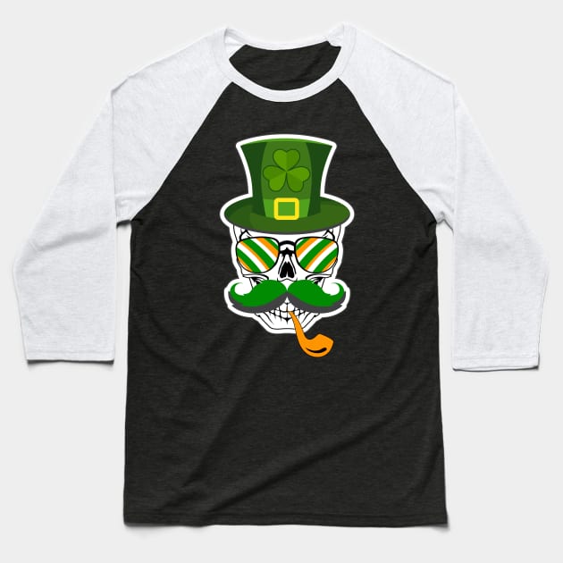 Leprechaun Hat with Skull-ST Pattys Day Gifts Baseball T-Shirt by GoodyBroCrafts